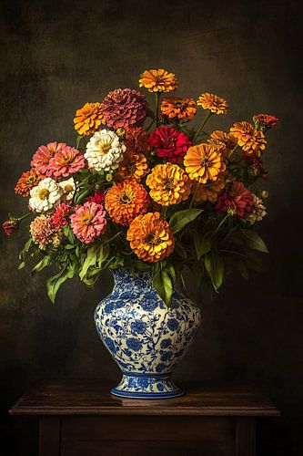 Klassiek kleurrijk bloemstuk in vaas