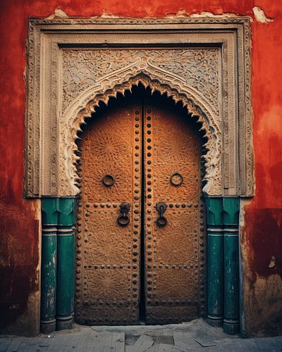 Prachtige poort met hoge deuren in Marrakech