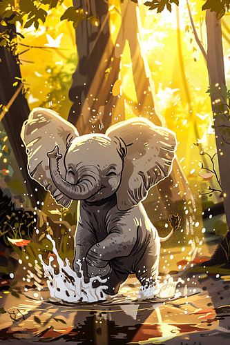 Schattige babyolifant in bos