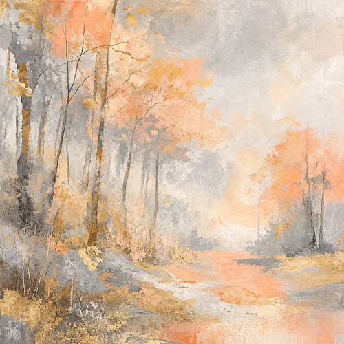 dromerig nevelbos  in goud en abrikoos