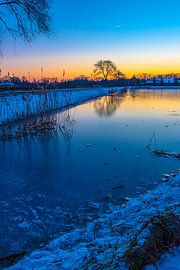 Winter ice and snow in nature reserve Moerenburg