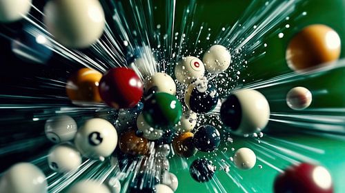 Gekleurde biljartballen in beweging