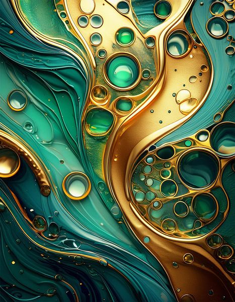 Gold and green with pattern by Mustafa Kurnaz