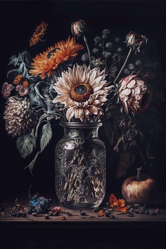 Stilleven met zonnebloemen