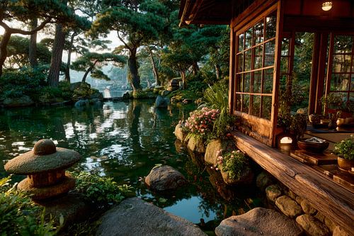 uitzicht op japanse tuin