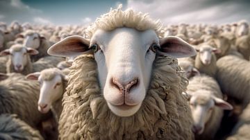 Sheep in the flock by Vlindertuin Art