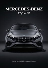 Vue de face de la berline de luxe électrique Mercedes-AMG EQS sur Cross