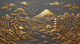 Mount Fuji in Gold by Manjik Pictures