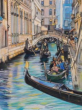 Gondels in het kanaal van Venetië