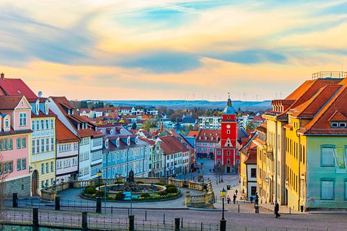 View from Friedenstein Castle of Gotha’s market square and town hall