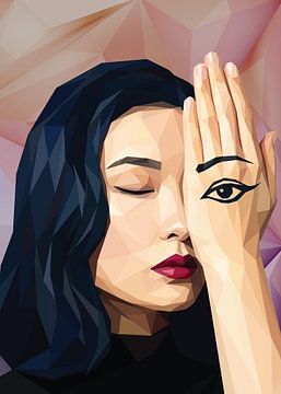 Portret van Dora Maar (Low poly) van Low Profile