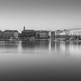 The Alster in Hamburg Germany in Black and White by Marga Vroom