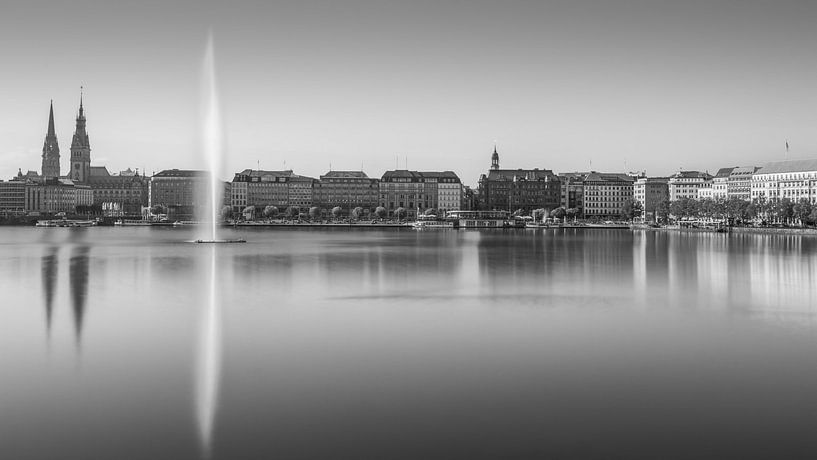 The Alster in Hamburg Germany in Black and White by Marga Vroom
