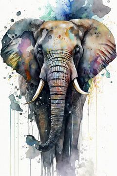 Elefant - Aquarell von New Future Art Gallery