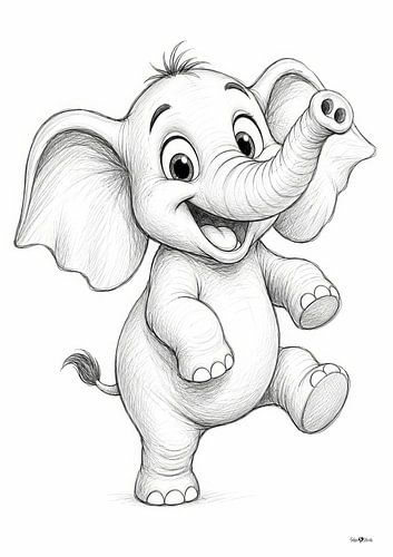 Petit dessin d'un éléphant sur Gelissen Artworks
