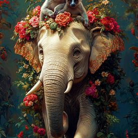 Olifant met Maki's op avontuur van Preet Lambon