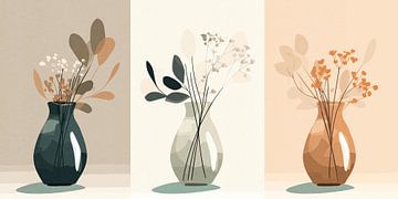 Drei Vasen mit getrockneten Zweigen von Patterns & Palettes