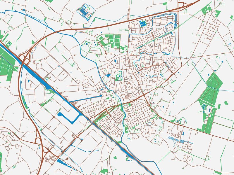Kaart van Veghel in de stijl Urban Ivory van De Kaartenwinkel