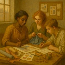 De Ontwerpers – AI Classica – Mensen aan het werk – Kunst voor bedrijven van Basahen