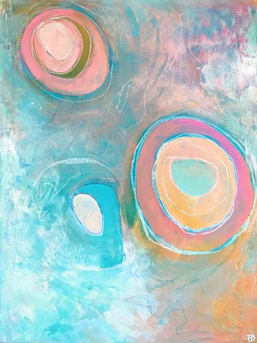 Dromerige Harmonie – Serie abstracte acrylkunst in zachte pasteltinten van Femke Bender
