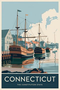 Connecticut Vintage Reisposter van Poster Art Shop