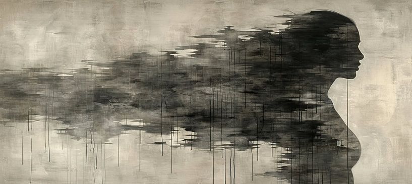 Frau Schwarz-Weiß | Rätselhafte monochrome Vision von Kunst Laune