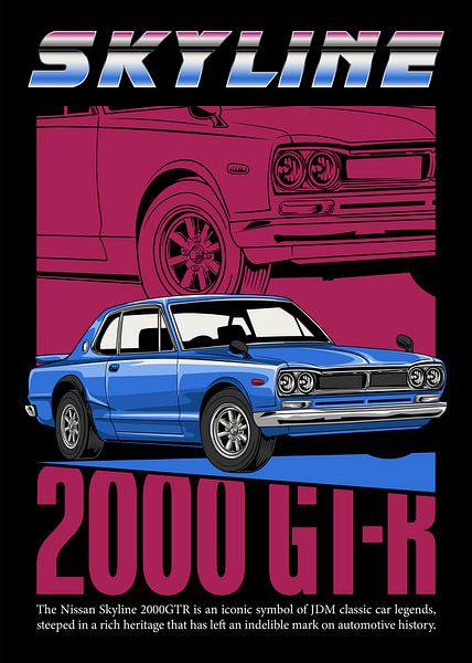 Nissan Skyline 2000 GTR JDM Car by Adam Khabibi on canvas, poster