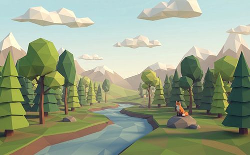 Low Poly Fox Landscape
