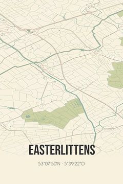 Vintage landkaart van Easterlittens (Fryslan) van Rezona