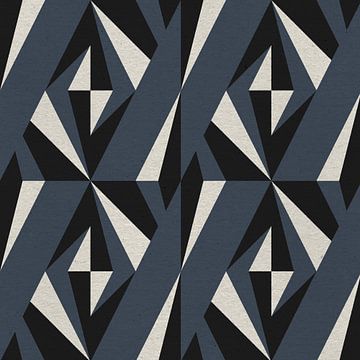 Moderne abstracte geometrische kunst. Driehoekige vormen in blauw. van Dina Dankers