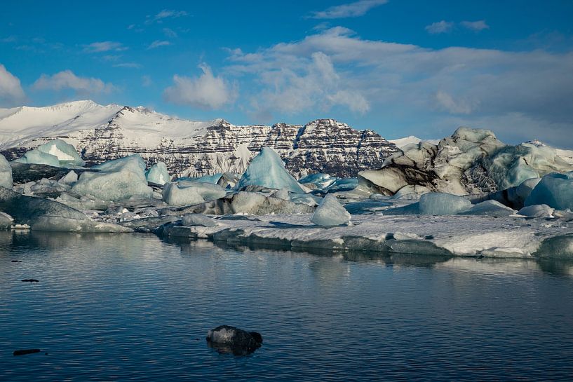 IJsland landschap. Jökulsárlón, Diamond Beach en de Vatnajökullgletsjer van Gert Hilbink