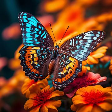 Papillon sur une fleur sur TheXclusive Art