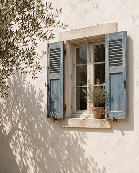 Rustic Mediterranean Window with Olive Pot