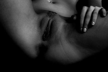 Artistic Nude of a Vagina in Low Key Black and White