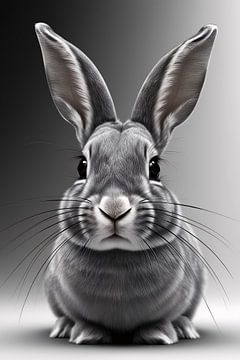 Detailed black-and-white rabbit portrait by Art & Soul Creations