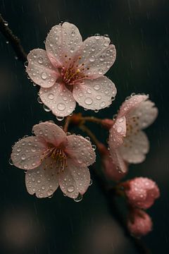 Rain kiss on cherry blossom - Poetry in Drops