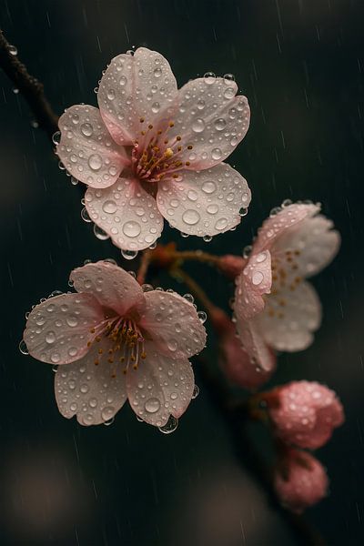 Rain kiss on cherry blossom - Poetry in Drops by But First Framing