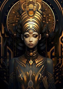 Art Deco black and gold Egyptian princess by Jan Bechtum