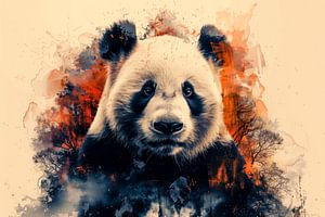 Wild und frei - Panda in abstrakten Herbstfarben