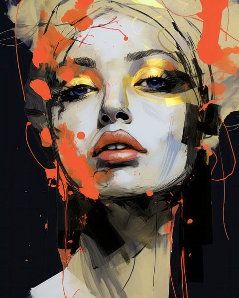 Colourful modern portrait by Studio Allee on canvas, poster, wallpaper ...