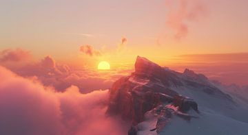 Alpentoppen in het ochtendlicht van fernlichtsicht