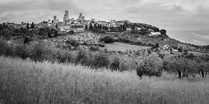 Panorama San Gimignano in Schwarz und Weiß
