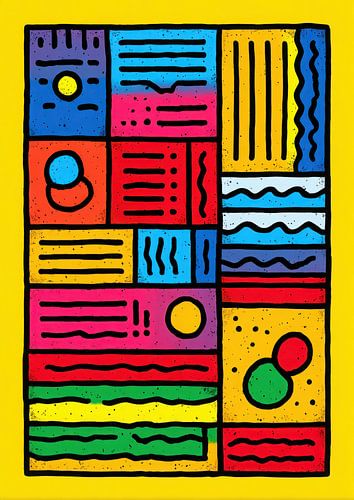 Colourful squares doodle illustration