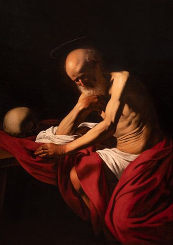 Caravage – Saint Jérôme pénitent (Sant Jeroni) | Reproduction d'une peinture religieuse baroque vintage