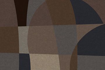 Bruin, grijs, beige organische vormen. Moderne abstracte retro geometrische kunst in aardetinten II van Dina Dankers