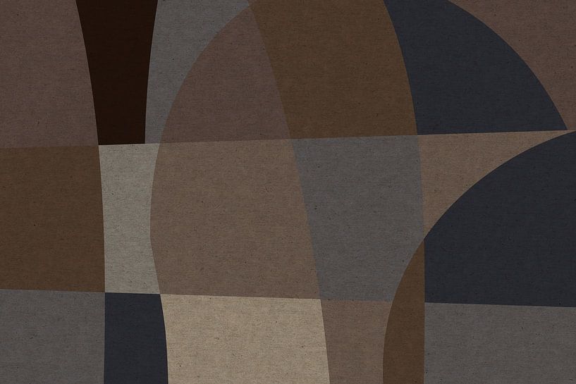 Brown, grey, beige organic shapes. Modern abstract retro geometric art in earthy tints II by Dina Dankers