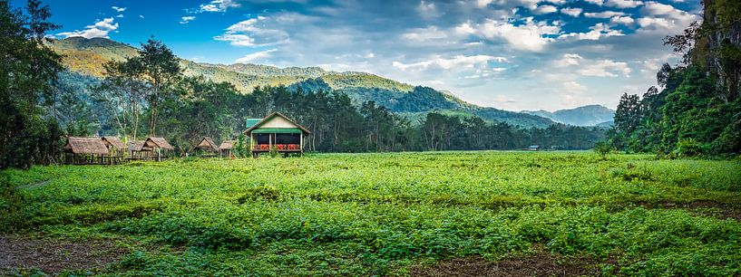 Panoramic cottages in the countryside, Laos by Rietje Bulthuis