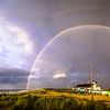 Regenboog op Wassenaarse strand en duinen van Jelmer Laernoes