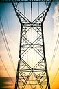 Elektrische hoogspanningsmasten tijdens zonsondergang van Sjoerd van der Wal Fotografie thumbnail