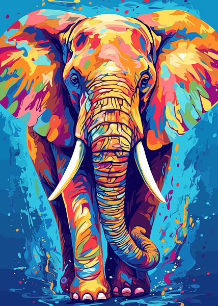 Elefant Tier Pop Art auf Stil Farbe von Qreative mehr Leinwand, Art | Poster und Heroes ArtFrame